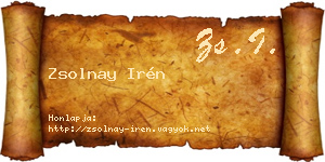 Zsolnay Irén névjegykártya